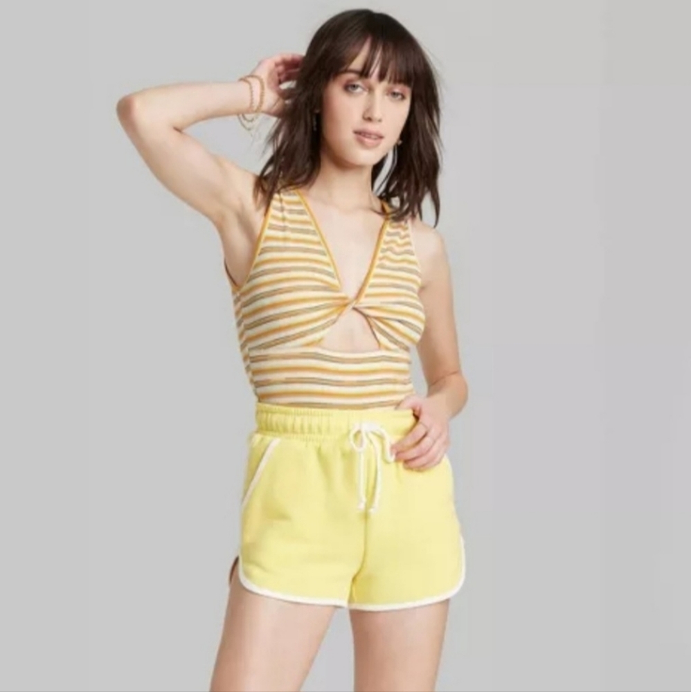 Womens Twist Front Cut Out Bodysuit